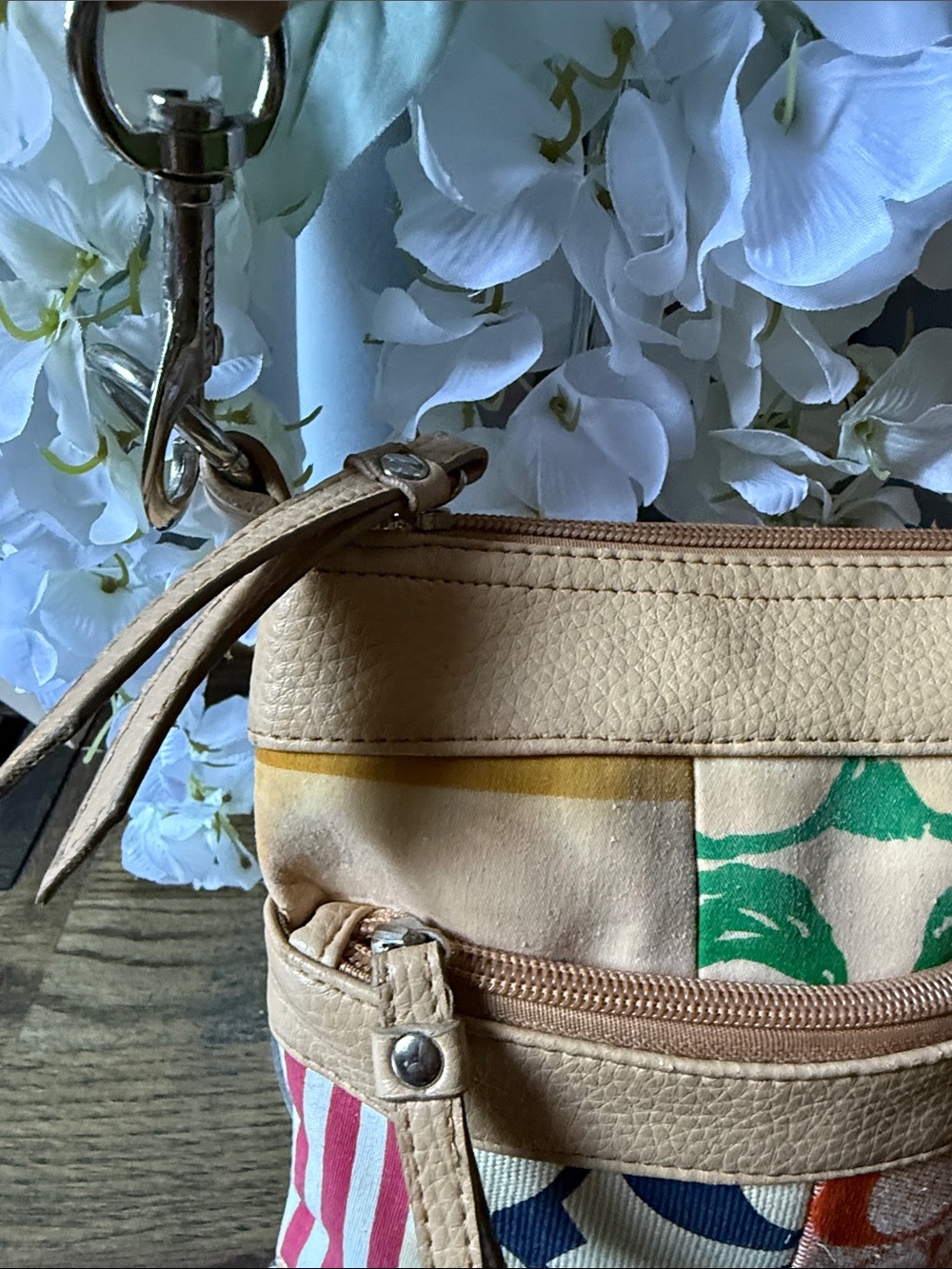 Coach poppy Multicolor Patchwork Crossbody with Tan Leather Trim - Picture 4 of 17